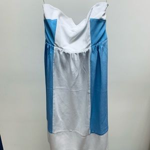 Strapless White and Blue Dress